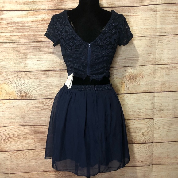 SPEECHLESS Navy Lace Chiffon Mini Party Dress - Picture 3 of 8